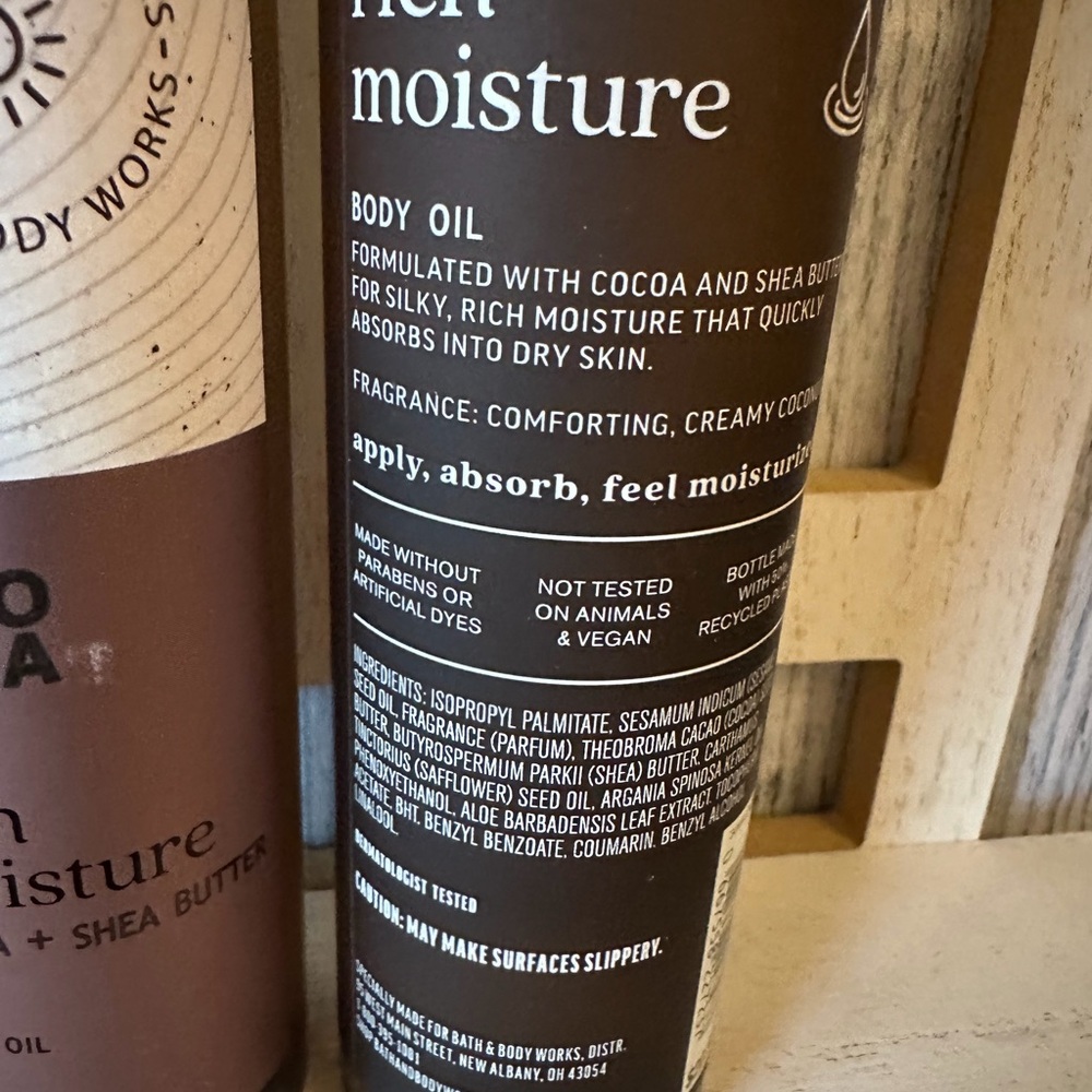 Bath & Body Works COCO SHEA Moisture Cocoa Shea Butter Body Oil 6.3oz NEW Set X2 - Picture 3 of 4